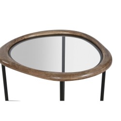 Mesa de Centro Home ESPRIT Marrón Negro Natural Cristal Madera de abeto 61 x 50 x 53 cm