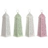 Farol Home ESPRIT Blanco Verde Rosa Metal Aluminio Shabby Chic 13 x 13 x 43 cm (4 Unidades)