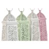 Farol Home ESPRIT Blanco Verde Rosa Metal Aluminio Shabby Chic 13 x 13 x 43 cm (4 Unidades)