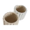 Set de Maceteros Home ESPRIT Blanco Beige Cerámica 16 x 16 x 16 cm (2 Unidades)