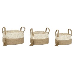 Juego de Cestas Home ESPRIT Natural Marrón claro Yute Moderno 41 x 30 x 33 cm (3 Piezas)