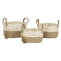 Juego de Cestas Home ESPRIT Natural Marrón claro Yute Moderno 41 x 30 x 33 cm (3 Piezas)