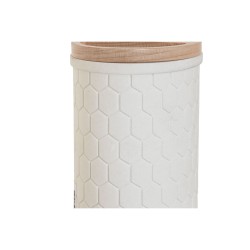 Vaso Home ESPRIT Blanco Natural Resina Bambú 9,5 x 7 x 11 cm