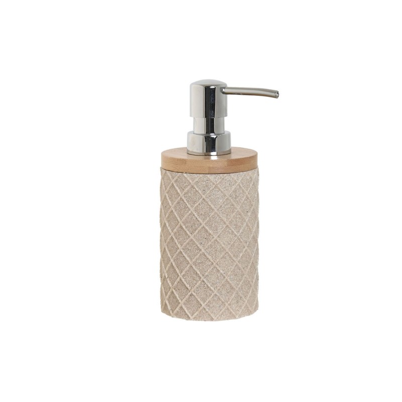 Dispensador de Jabón Home ESPRIT Beige Resina Bambú 7 x 9 x 18 cm