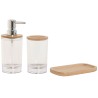 Set de Baño Home ESPRIT Transparente Natural Bambú Aluminio Poliestireno 16 x 9 x 18 cm