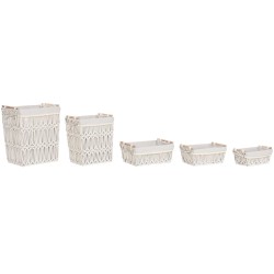 Cesto para la Ropa Sucia Home ESPRIT Blanco Natural Metal Shabby Chic 42 x 32 x 51 cm 5 Piezas