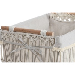 Cesto para la Ropa Sucia Home ESPRIT Blanco Natural Metal Shabby Chic 42 x 32 x 51 cm 5 Piezas