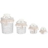 Cesto para la Ropa Sucia Home ESPRIT Blanco Beige Mimbre Shabby Chic 45 x 45 x 68 cm 4 Piezas