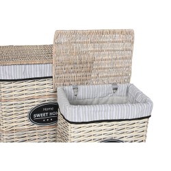 Cesto para la Ropa Sucia Home ESPRIT Blanco Marrón Negro Gris Natural Mimbre Shabby Chic 47 x 35 x 55 cm 5 Piezas