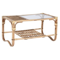 Mesa de Centro Home ESPRIT Natural Bambú Ratán 76 x 46 x 40 cm