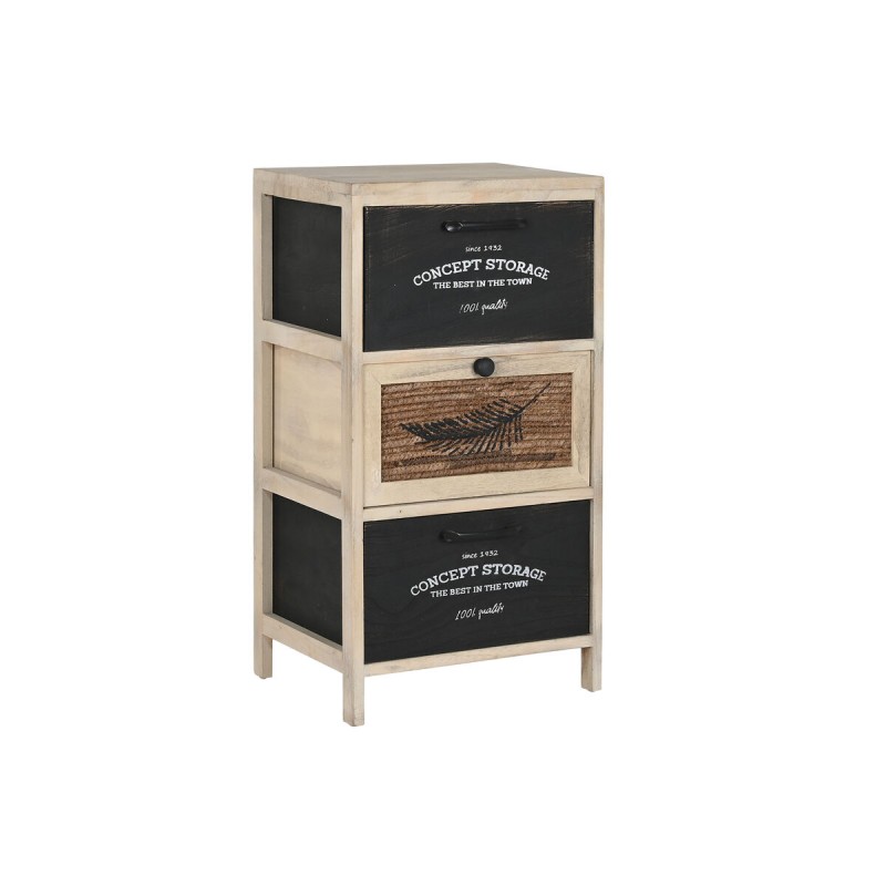 Cajonera Home ESPRIT Negro Natural Madera 40 x 30 x 73,5 cm