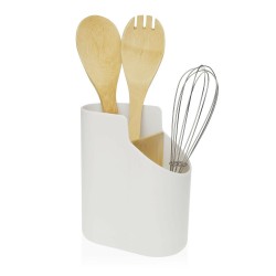 Bote para Utensilios de Cocina Versa Blanco Bambú ABS 8,5 x 17,6 x 15 cm