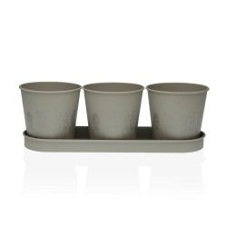 Maceta Versa Gris Triple Metal (11 x 33 cm)