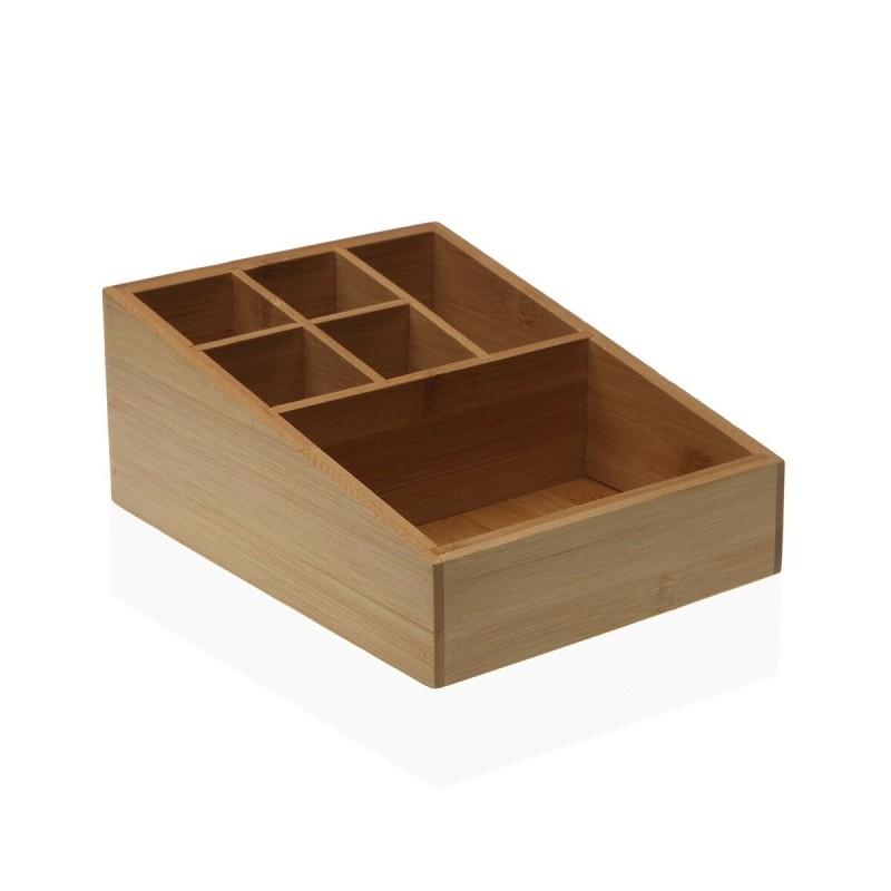 Organizador de Maquillaje Versa 16 x 8,8 x 21 cm Acero Bambú