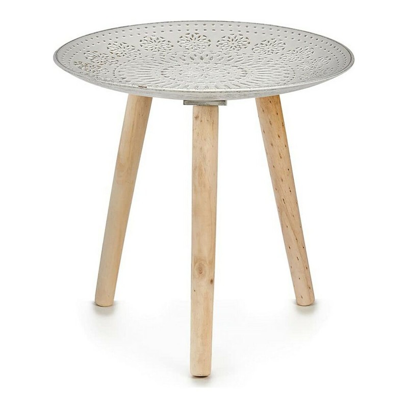 Mesa auxiliar Mandala 40 x 39 x 40 cm Madera Marrón Blanco