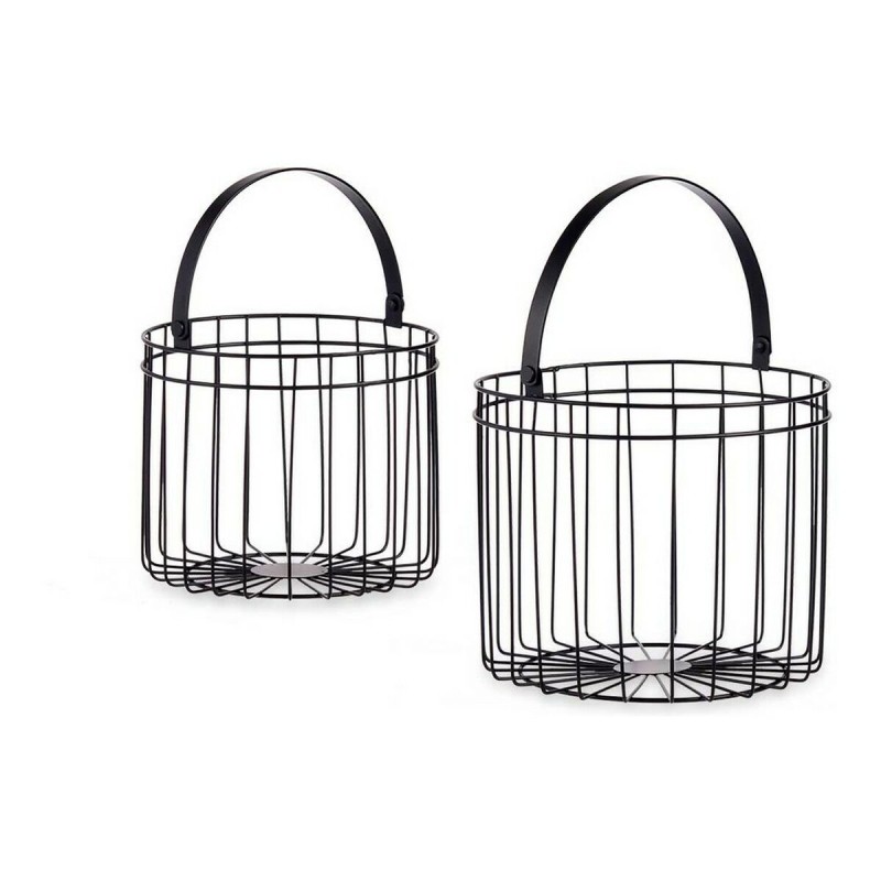 Cesta Negro Metal 25 x 35 x 25 cm Cilíndrica (2 pcs)