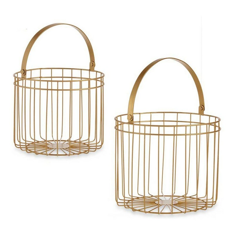 Cesta Dorado Metal 25 x 35 x 25 cm Cilíndrica (2 pcs)