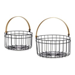 Cesta Negro Dorado Metal 25 x 27 x 25 cm (2 pcs)