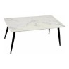 Mesa de Centro Blanco Negro Mármol Metal Melamina Madera MDF 60 x 110 x 45 cm