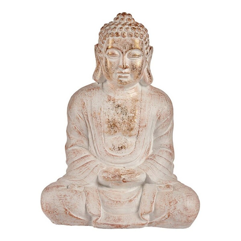 Figura Decorativa para Jardín Buda Blanco/Dorado Poliresina (25 x 57 x 42,5 cm)