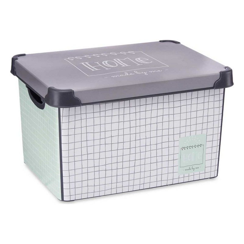 Caja de Almacenaje con Tapa Home Gris Plástico (29 x 23,5 x 39 cm)