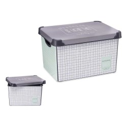 Caja de Almacenaje con Tapa Home Gris Plástico (29 x 23,5 x 39 cm)