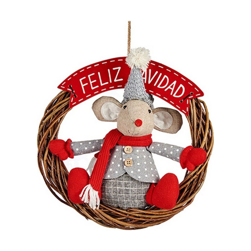 Adorno Navideño Ratón 33 x 12 x 33 cm Rojo Gris Blanco Crema