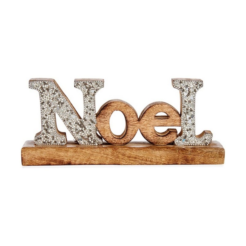 Figura Decorativa Noel Purpurina 6,5 x 10 x 25 cm Plateado Madera