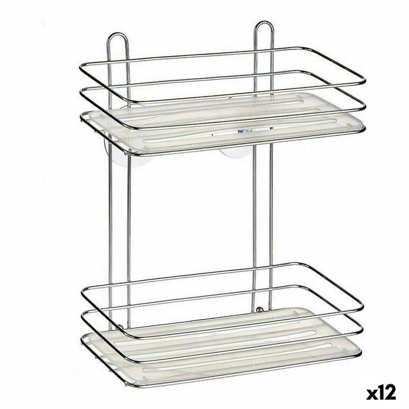 Estantería de Baño Plateado Transparente Plástico Acero cromado (26 x 30,2 x 11,5 cm) (12 Unidades)