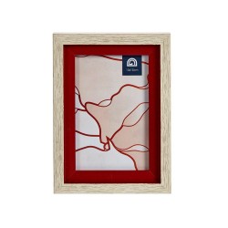 Marco de Fotos Cristal Rojo Madera Marrón Plástico (13,5 x 18,8 x 2 cm) (6 Unidades)