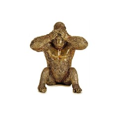 Figura Decorativa Gorila Dorado Resina (9 x 18 x 17 cm)