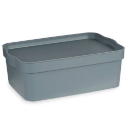 Caja de Almacenaje con Tapa Gris Plástico 6 L (21,5 x 11 x 32 cm) (12 Unidades)