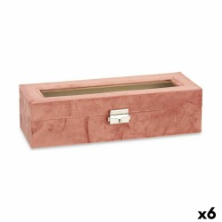 Caja para Relojes Rosa Metal (30,5 x 8,5 x 11,5 cm) (6 Unidades)