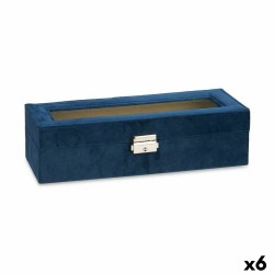 Caja para Relojes Azul Metal (30,5 x 8,5 x 11,5 cm) (6 Unidades)