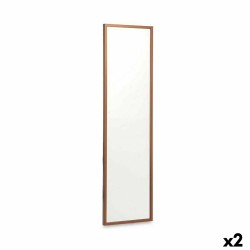 Espejo de pared 30 x 120 cm Bronce Madera MDF (2 Unidades)