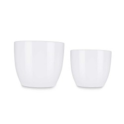 Set de Macetas Ø 22 cm Ø 28 cm 2 Piezas Blanco Arcilla