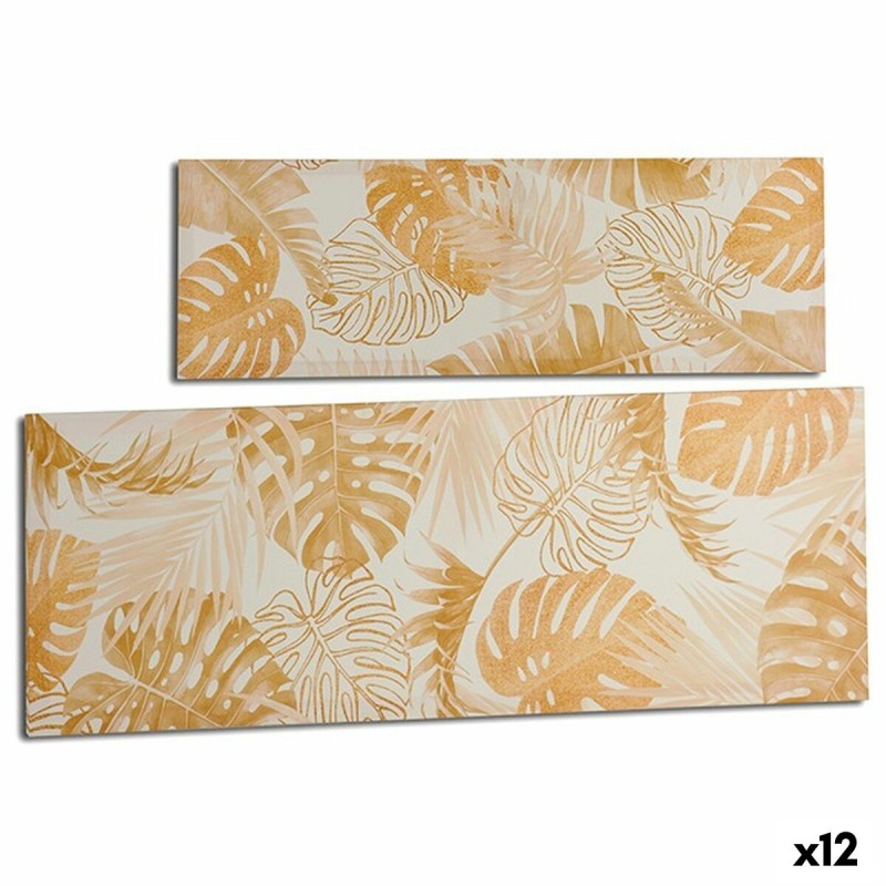 Lienzo Hoja de planta Dorado 90 x 30 x 1,5 cm (12 Unidades)