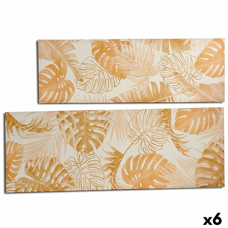 Lienzo Hoja de planta Dorado 135 x 45 x 1,5 cm (6 Unidades)