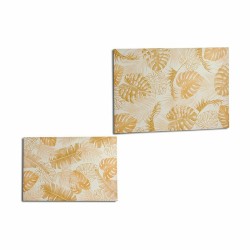 Lienzo Hoja de planta Dorado 120 x 80 x 2,5 cm (4 Unidades)