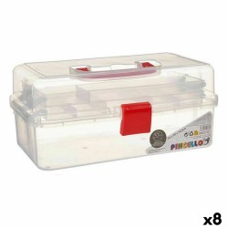 Caja Multiusos Rojo Transparente Plástico 33 x 15 x 19,5 cm (8 Unidades)