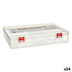 Caja Multiusos Rojo Transparente Plástico 29,5 x 6 x 20,5 cm (24 Unidades)