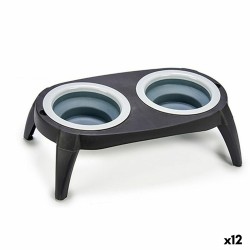 Comedero para Mascotas Plegable Negro Silicona Plástico 9 x 39 x 9 cm (12 Unidades)