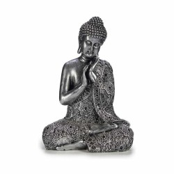 Figura Decorativa Buda Sentado Plateado 22 x 33 x 18 cm (4 Unidades)