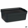 Caja de Almacenaje con Tapa Antracita Plástico 6 L 21 x 11 x 32 cm (12 Unidades)