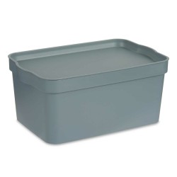 Caja de Almacenaje con Tapa Gris Plástico 7,5 L 21 x 14,2 x 32 cm (12 Unidades)