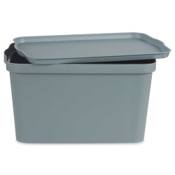 Caja de Almacenaje con Tapa Gris Plástico 24 L 29,3 x 24,5 x 45 cm (6 Unidades)