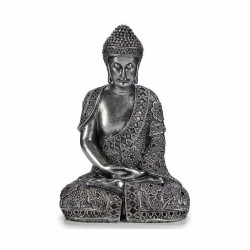 Figura Decorativa Buda Sentado Plateado 17 x 32,5 x 22 cm (4 Unidades)