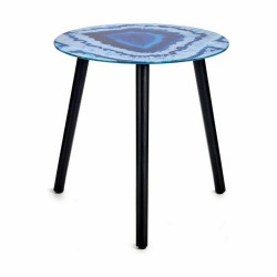 Mesa auxiliar Mármol Azul Negro Cristal 40 x 41,5 x 40 cm (4 Unidades)