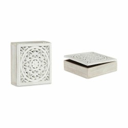 Caja Decorativa Blanco Madera 22 x 7,5 x 22 cm (4 Unidades)