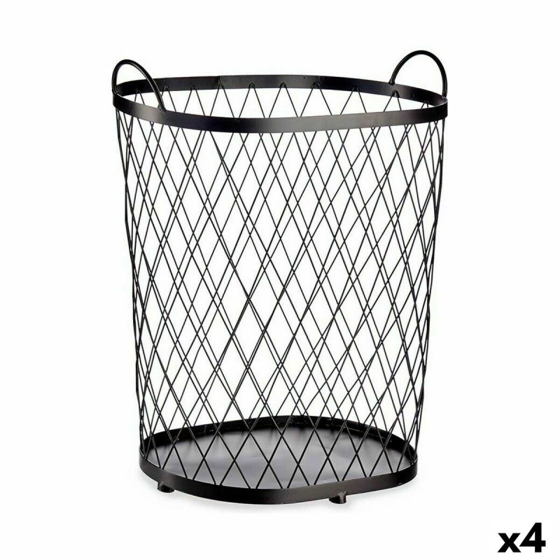 Cesto Negro Metal 40 L 31 x 54,7 x 46,5 cm (4 Unidades)